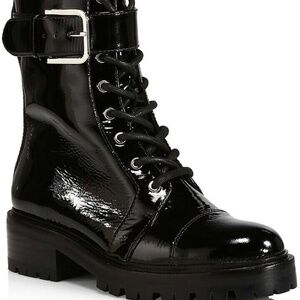 Brand New Paige Bailey Patent Leather Combat Moto Boots - Women's Size 6